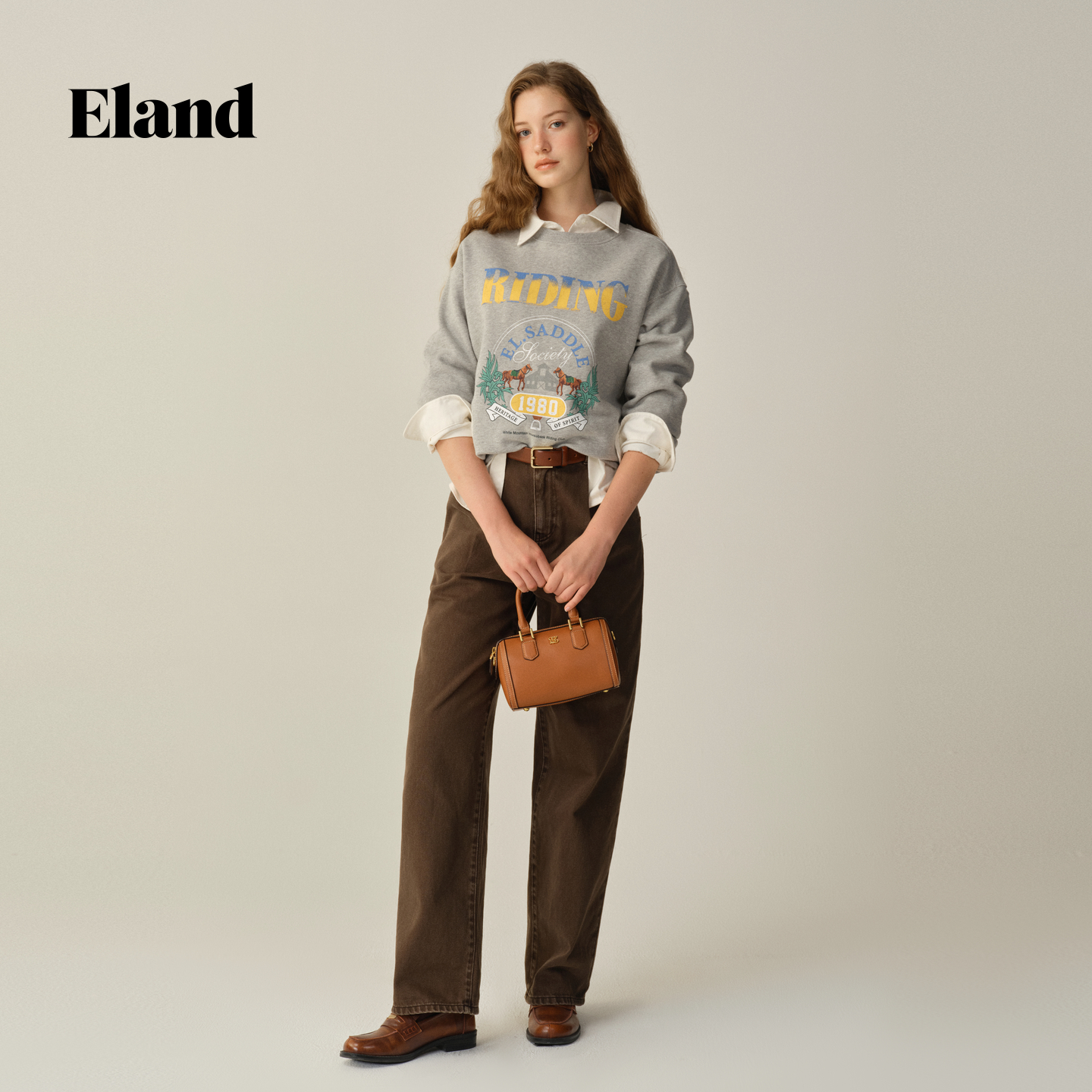 Eland卫衣女宽松圆领时尚上衣