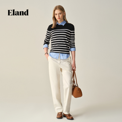 Eland休闲裤女棉质合体直筒裤2025秋季新款EETCF49M02