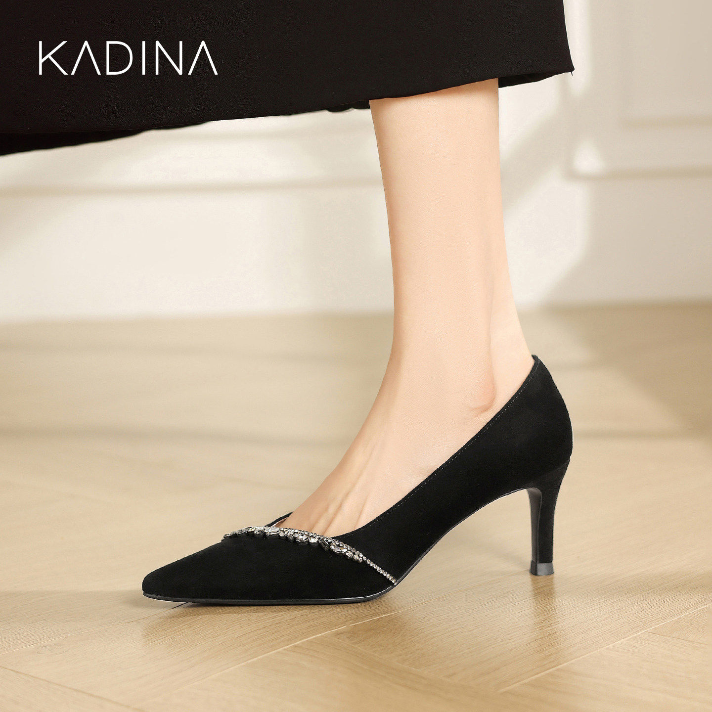 卡迪娜/KADINA高跟鞋女水钻气质尖头单鞋婚宴鞋KS261546图片