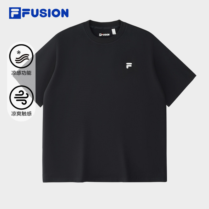 FILA FUSION斐乐潮牌情侣款针织短袖衫2025夏凉感T恤T11U526104B