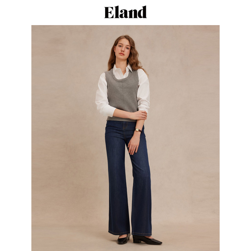 Eland衣恋牛仔裤女复古风长裤