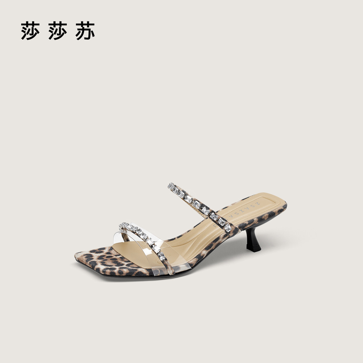 [冷艳芭比]莎莎苏夏钻扣链条复古小猫跟拖鞋女ZA65303-60