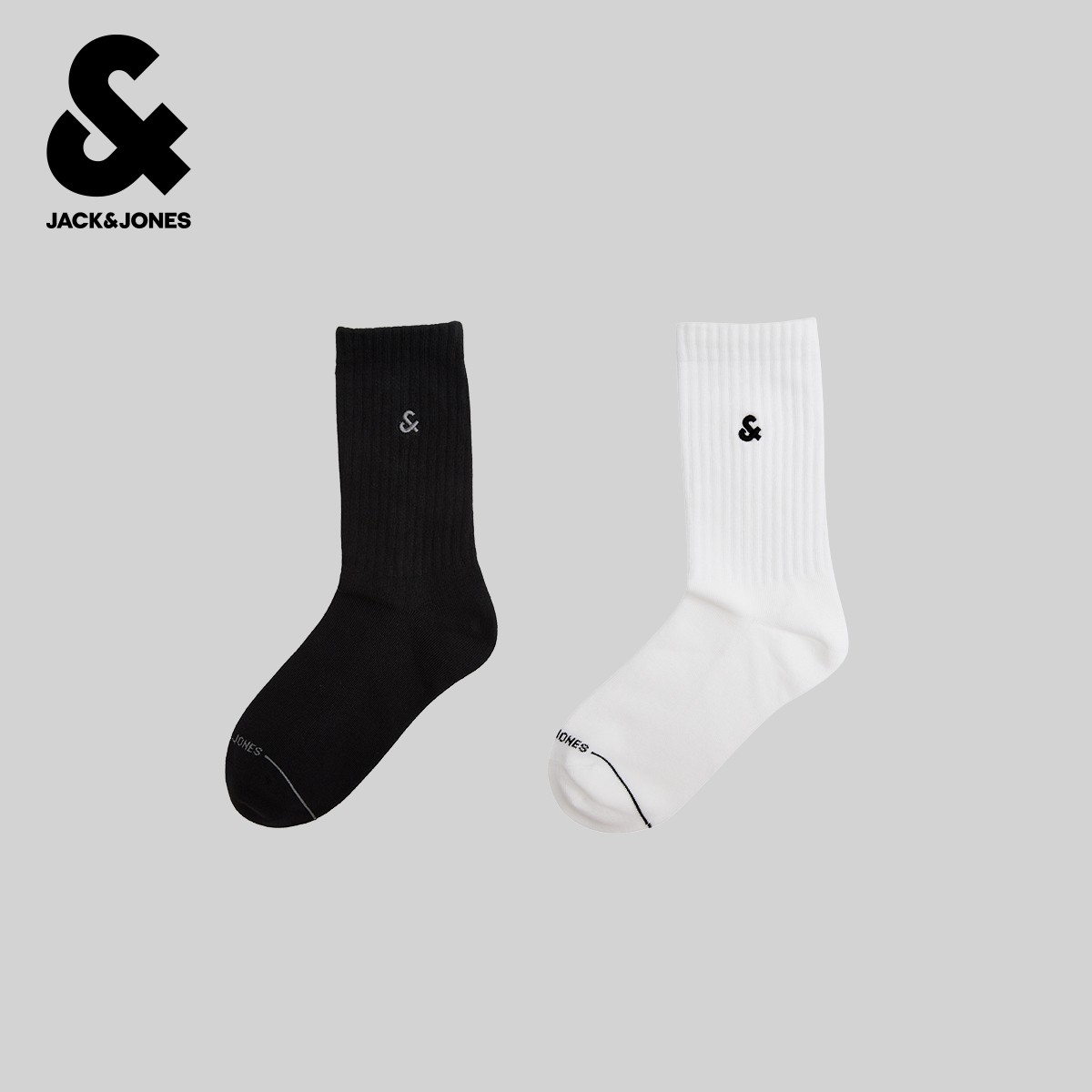 杰克琼斯男装配饰休闲百搭潮袜子中筒两双装立体字母刺绣简约罗纹,女士内衣/男士内衣/家居服,短袜,淘宝优惠券,粉丝福利购,淘宝优惠卷
