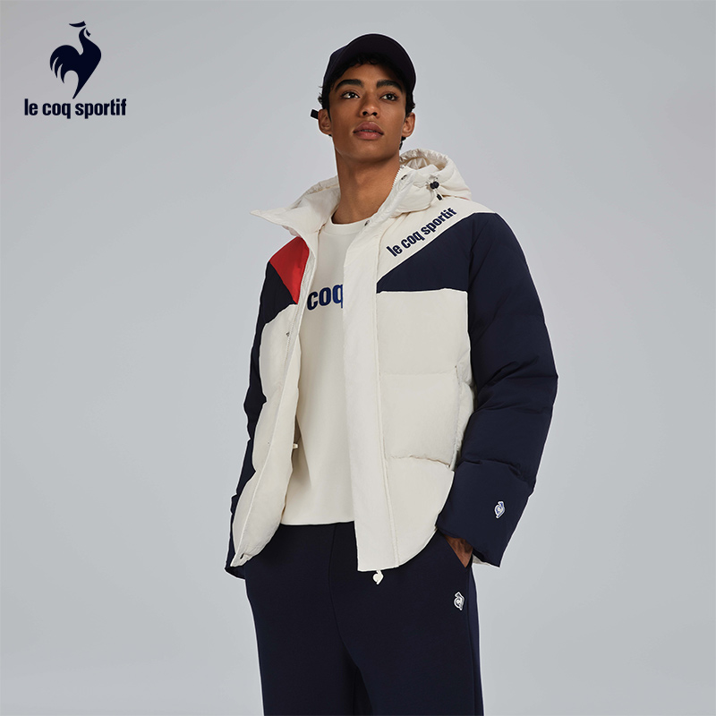 乐卡克法国公鸡抽绳可调节保暖短款羽绒服外套L244MCNC1005