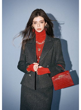 CHICHY 满天星 灰色收腰西装外套CW2K003251(不含半裙）