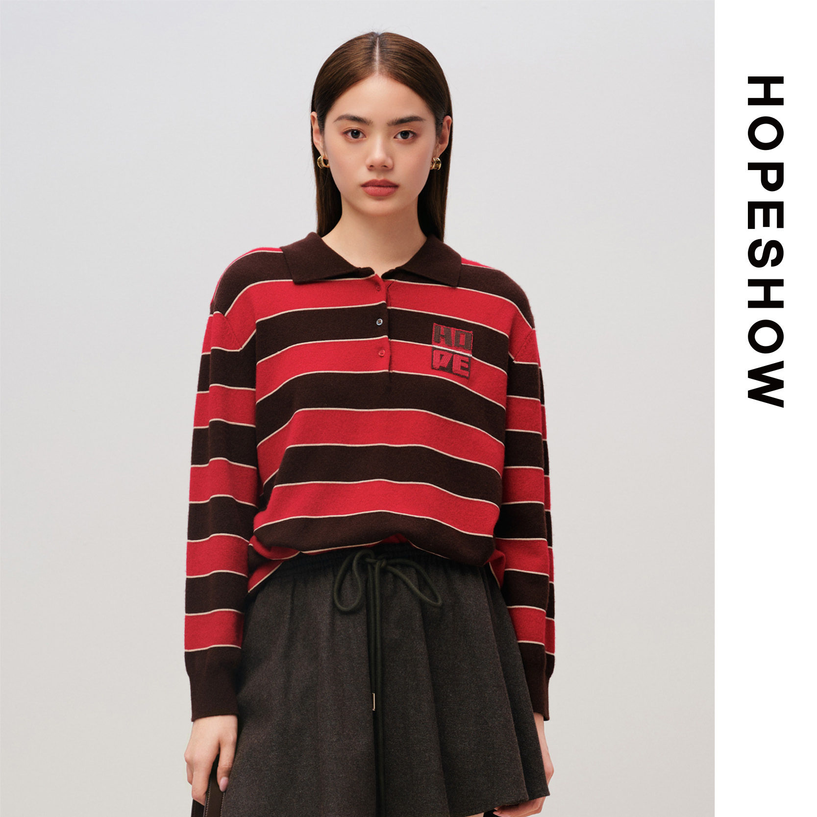 HOPESHOW红袖针织衫89125330126