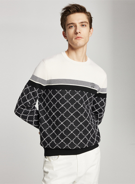 德鲨男装撞色圆领毛衣 针织衫LR43218