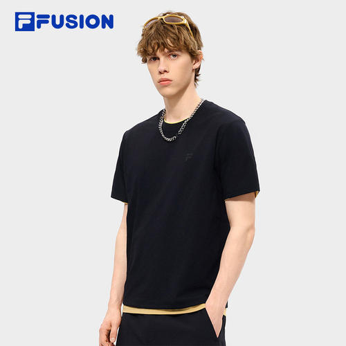 FILA FUSION斐乐潮牌男子针织短袖衫2026夏T恤T11M621103F
