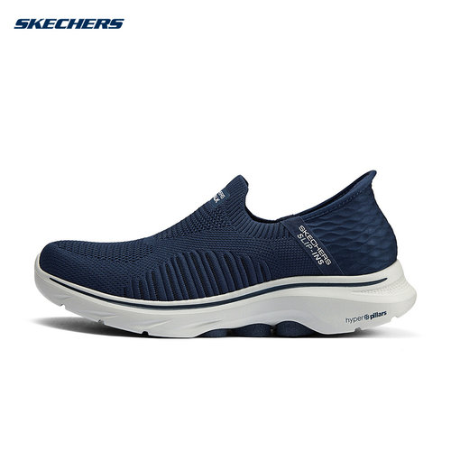 Skechers斯凯奇男士透气网眼缓震一脚蹬闪穿健步鞋216552-NVY