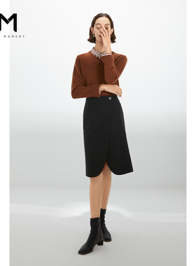 麦檬MM 平衡 高腰显瘦中长款半身裙女5BC140021