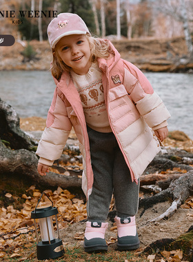 TeenieWeenie Kids24冬女宝宝拼色印花长款鹅绒羽绒服T0JD244V67A