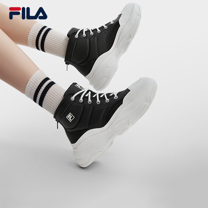 FILA 斐乐官方女鞋BREAD MID摩登运动鞋2024冬中帮F12W541197A