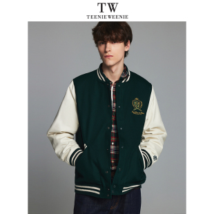 TeenieWeenie小熊男装2024春季时尚休闲红色棒球棉服TNJP241103K