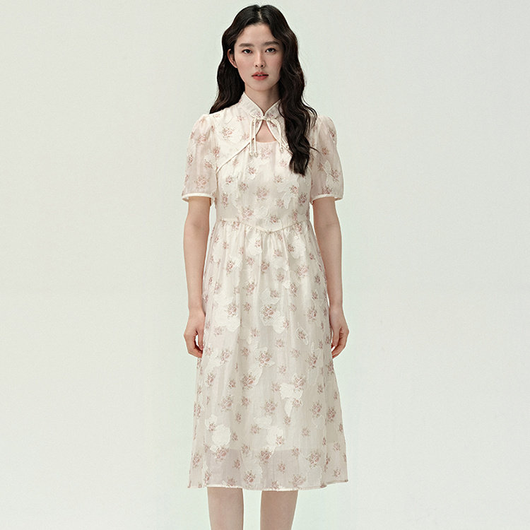 pit复古新中式国风连衣裙女夏季盘扣旗袍短袖连衣裙104B420902