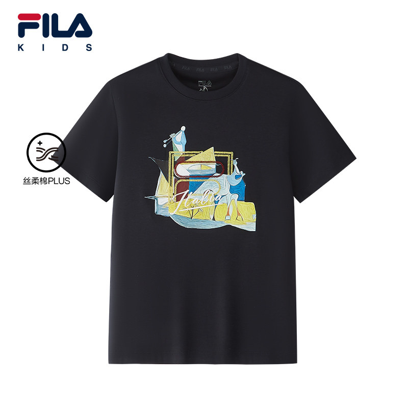 FILA X Picasso联名童装短袖2026年春新男全棉套头上衣K12B614104