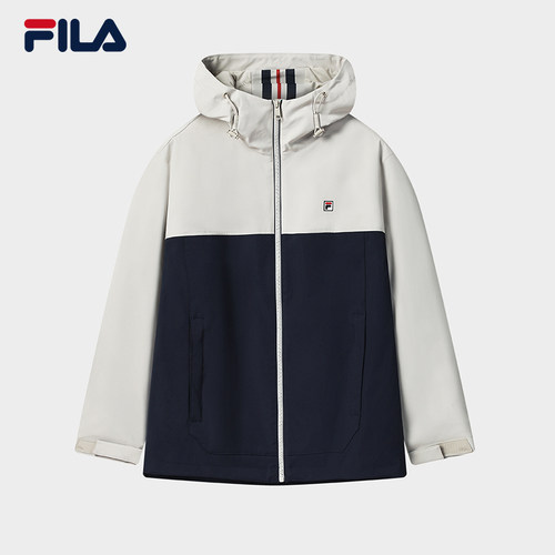 FILA 斐乐男士梭织外套2025冬新款舒适拼色连帽上衣F11M548703F