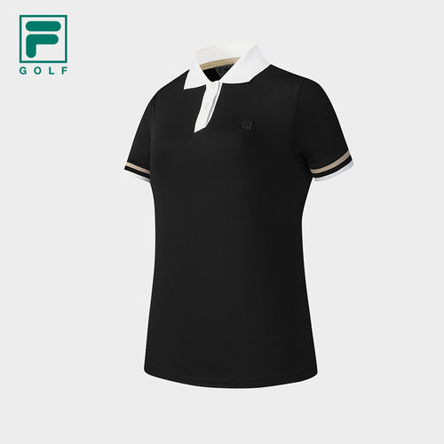FILA 斐乐高尔夫女针织短袖POLO衫2025夏运动防晒上衣A11W525103F