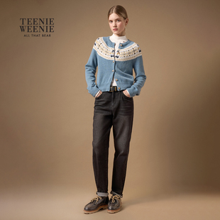 TeenieWeenie小熊女装牛仔裤2025秋季简约休闲易搭萝卜型长裤