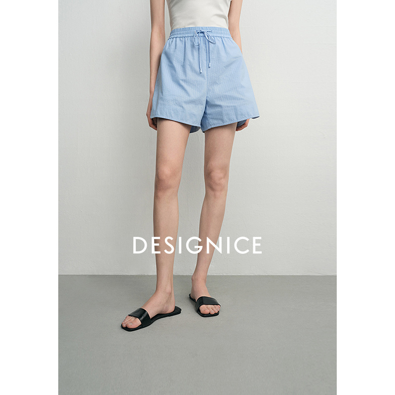 迪赛尼斯夏季通勤气质裤子宽松直筒短裤高腰休闲裤女D24319D9071