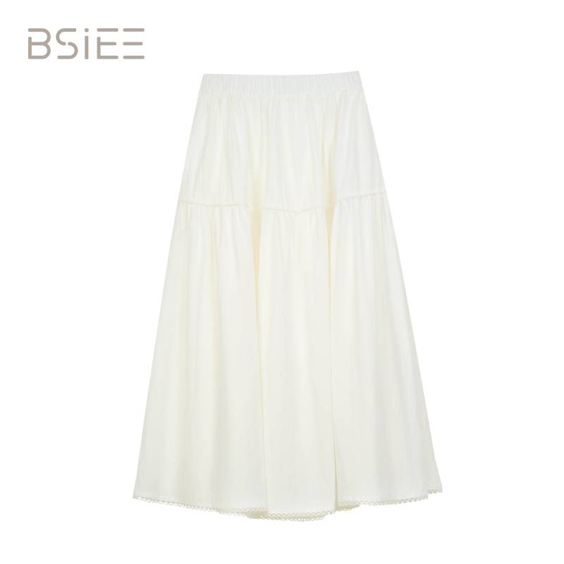 BSiEE本涩miu系花边量感半裙纯色通勤半身裙女F2233D01图片
