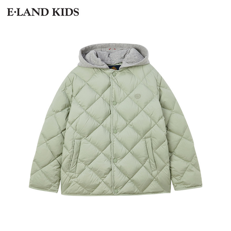 三防90%鸭绒eland kids男女童羽绒服24年冬连帽上衣EKJDE4T11A