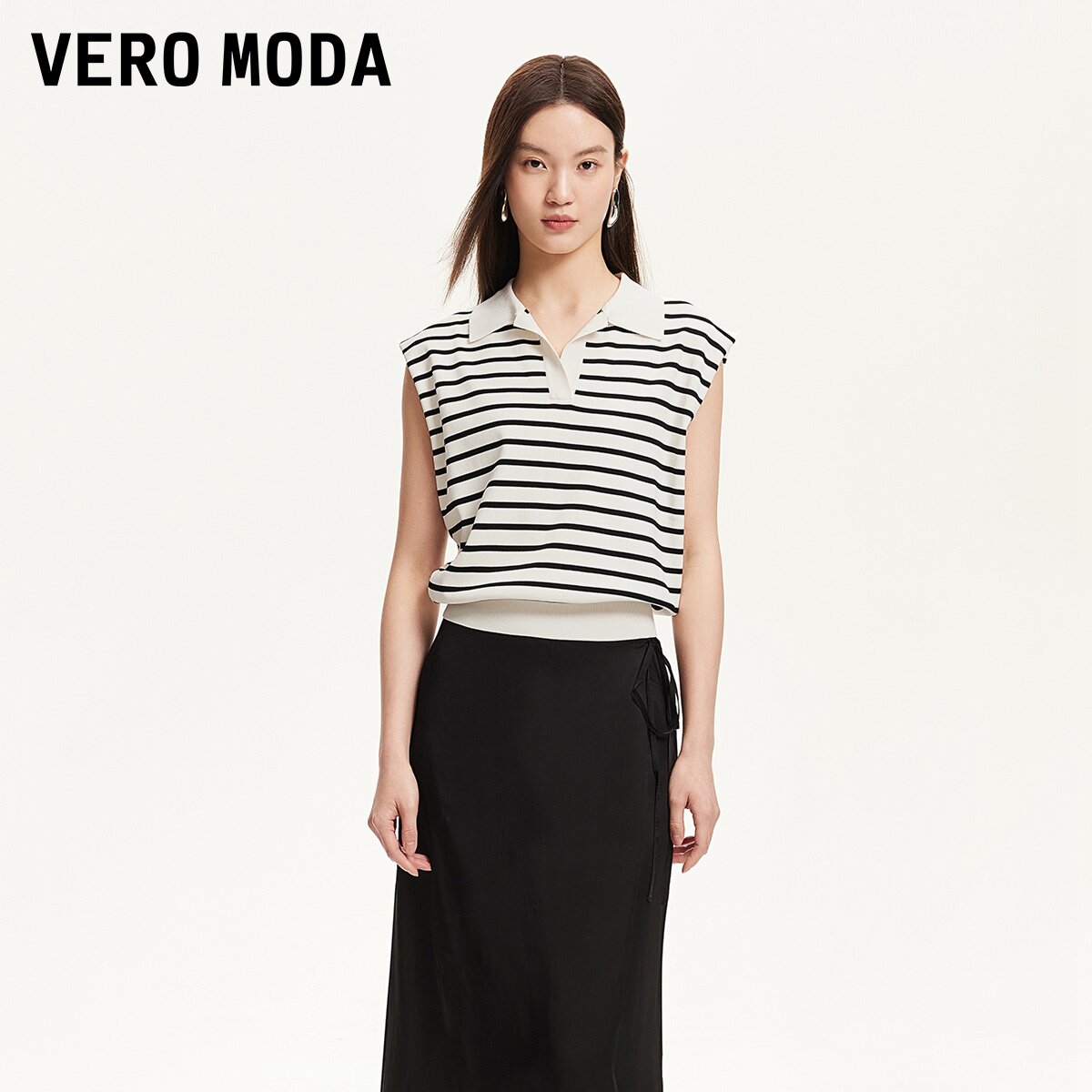 Vero Moda针织衫女2026夏季新款V领宽肩袖套头衫上衣326224037