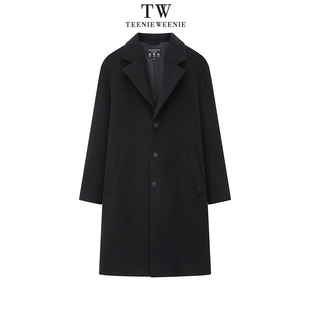 Teenie Weenie2025冬中长款气质毛呢大衣外套TNJW254TB5D