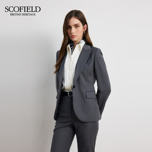 Scofield女装智性条纹单粒扣西装外套