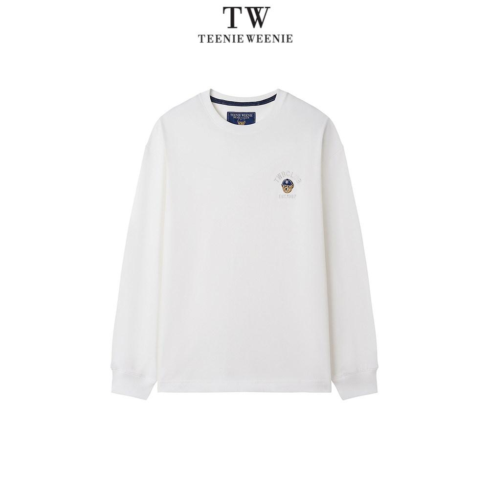 Teenie Weenie2025冬微宽松开叉小熊头长袖T恤TNLW2549E1K