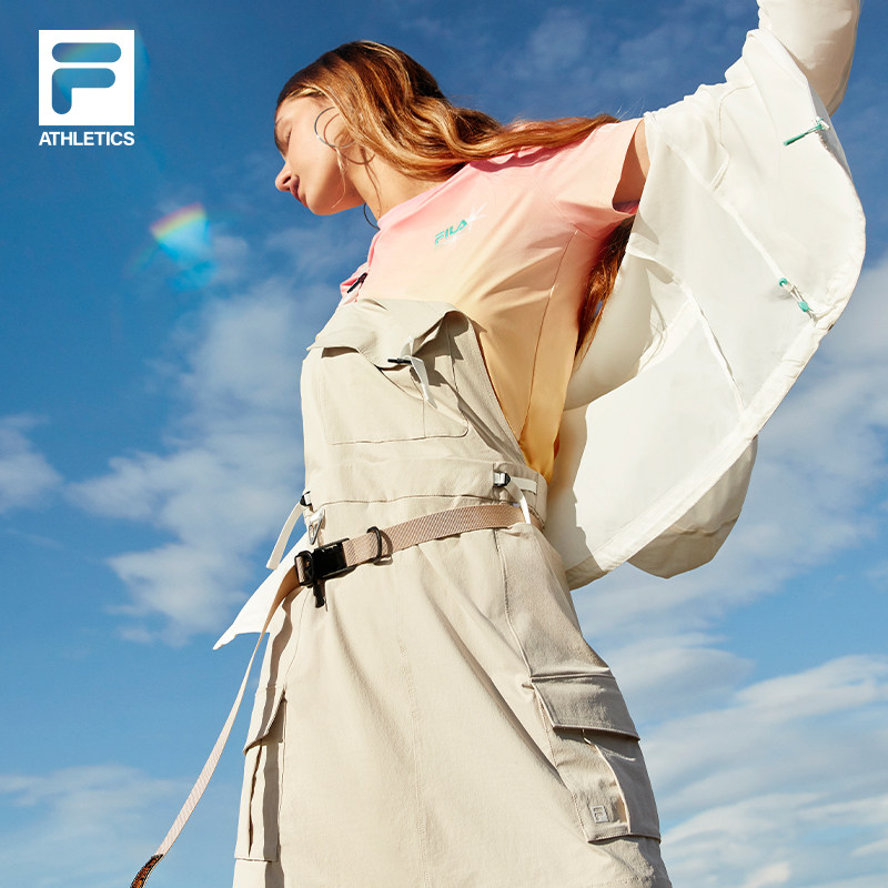 FILA 斐乐女士梭织背带裙夏户外运动基础工装裙短裙A11W527303F
