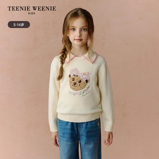 TeenieWeenie Kids小熊童装 女童甜美翻领 套头毛衣
