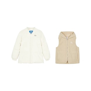 Skechers斯凯奇童装男女童冬季梭织羽绒服外套针织背心两件套