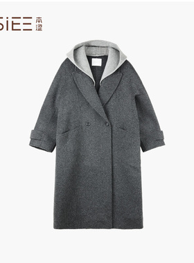 本涩BSiEE帽子拼接大衣E10310D01