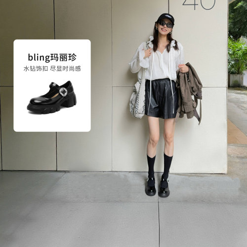 哈森/HARSON【爵士乐福】25秋厚底玛丽珍鞋一字带单鞋女HL252502