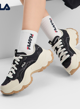 FILA斐乐女鞋帆布鞋夏季厚底老爹鞋鱼刺运动鞋休闲鞋F12W521301F