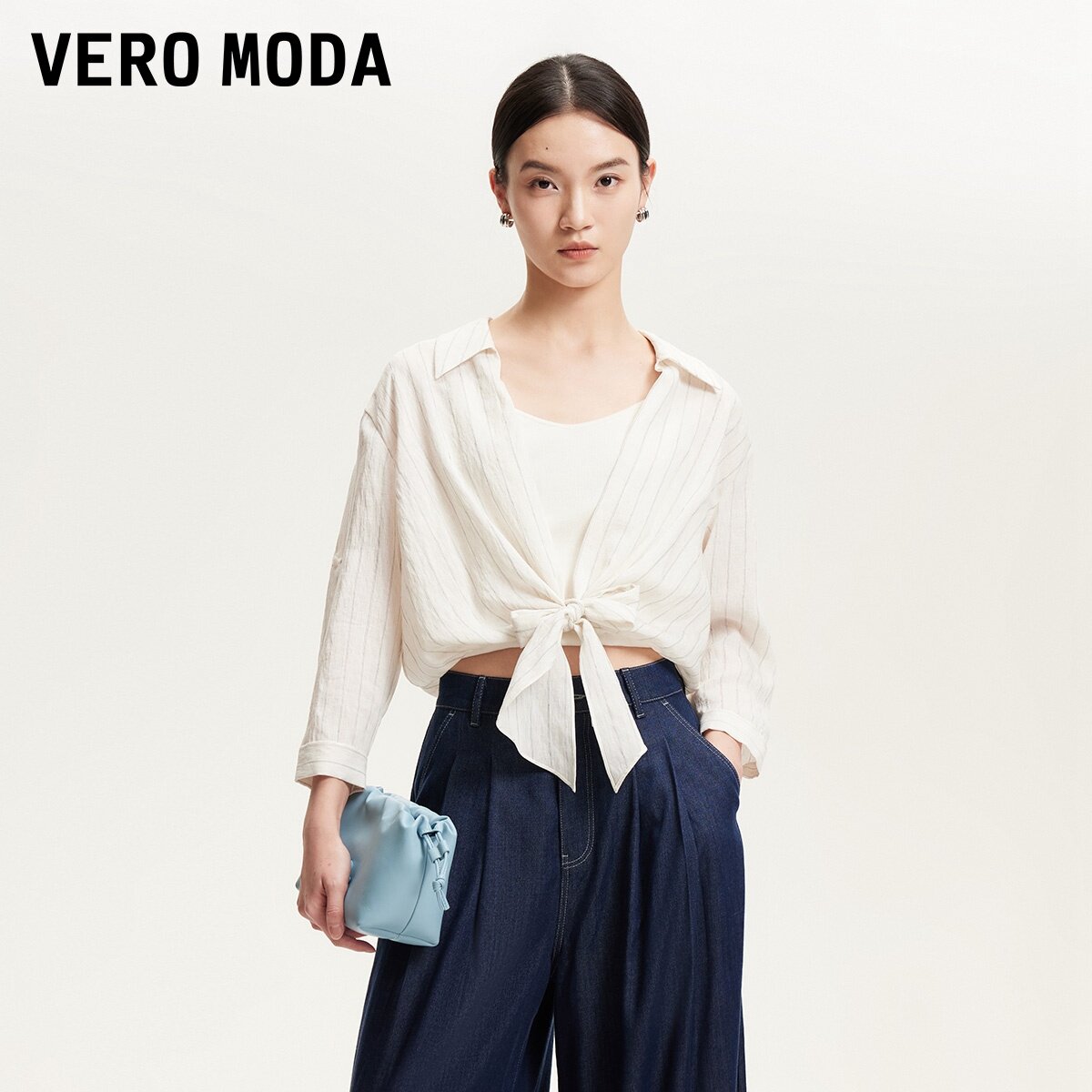 Vero Moda上衣秋季条纹系带针织吊带拼接假两件325358001