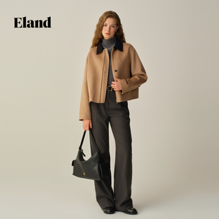 Eland毛呢外套女短款直身宽松外套2025冬季新款