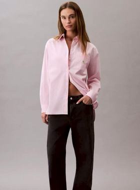 CK Jeans25早秋新女士通勤经典布标宽松府绸长袖衬衫47C143G