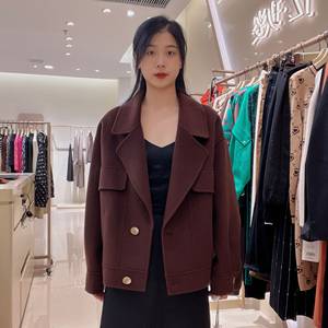 玖姿 女士复古休闲毛呢外套JWDD72304