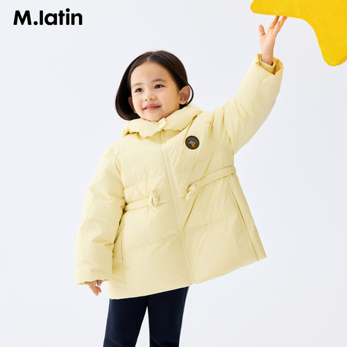 马拉丁儿童羽绒服25冬女童收腰抽绳中长款羽绒服625914705D