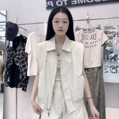 PEACEBIRD/太平鸟女士米色4欧版马夹A3BGF3P05