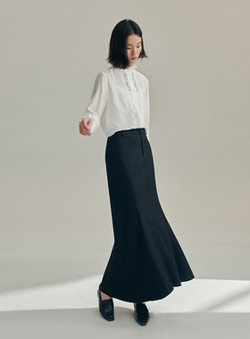 MOFAN摩凡2025秋黑色显瘦半身裙MBB552104