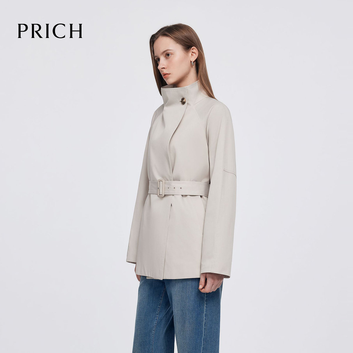 PRICH简约大气立领风衣宽松休闲外套女图片