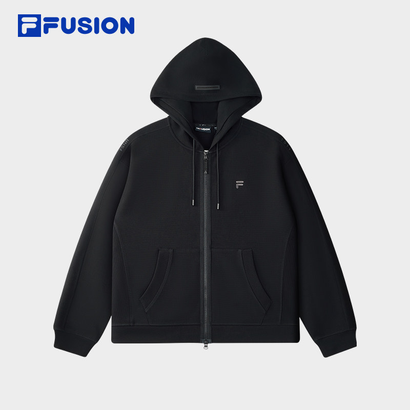 FILA FUSION斐乐潮牌针织连帽外套男2025冬新宽松外套T11M545501F