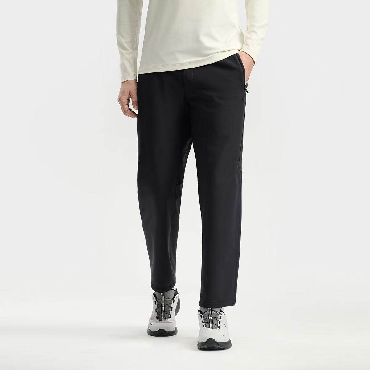 FILA 斐乐男子休闲裤2025年冬季直筒运动加绒微弹裤A11M541810F