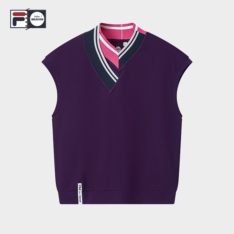FILA x kolor/ BEACON 斐乐针织背心女2026秋无袖上衣F11W636107F