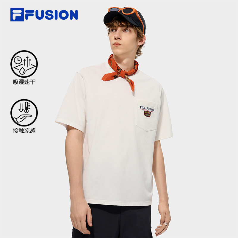 FILA FUSION斐乐潮牌男子针织短袖衫2026秋季款T恤 T11M633110F