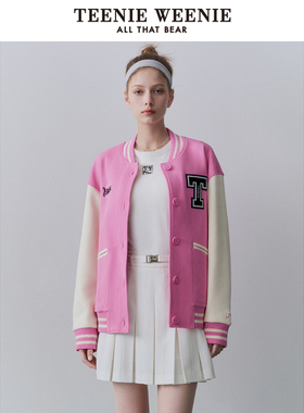 TeenieWeenie小熊春时髦撞色学院风棒球外套上衣女TTMZ241201P
