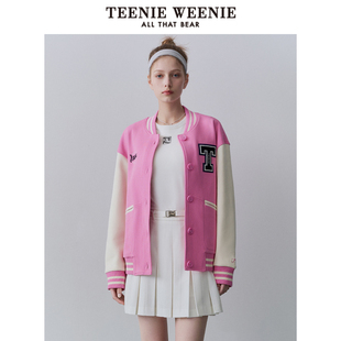 TeenieWeenie小熊春时髦撞色学院风棒球外套上衣女TTMZ241201P