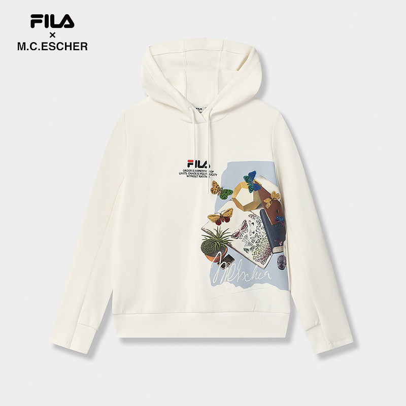 FILA 斐乐女子连帽卫衣2025冬新休闲舒适针织长袖上衣F11W548229F